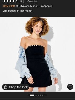 Target Black Strapless Mini Dress with Pearl Trim